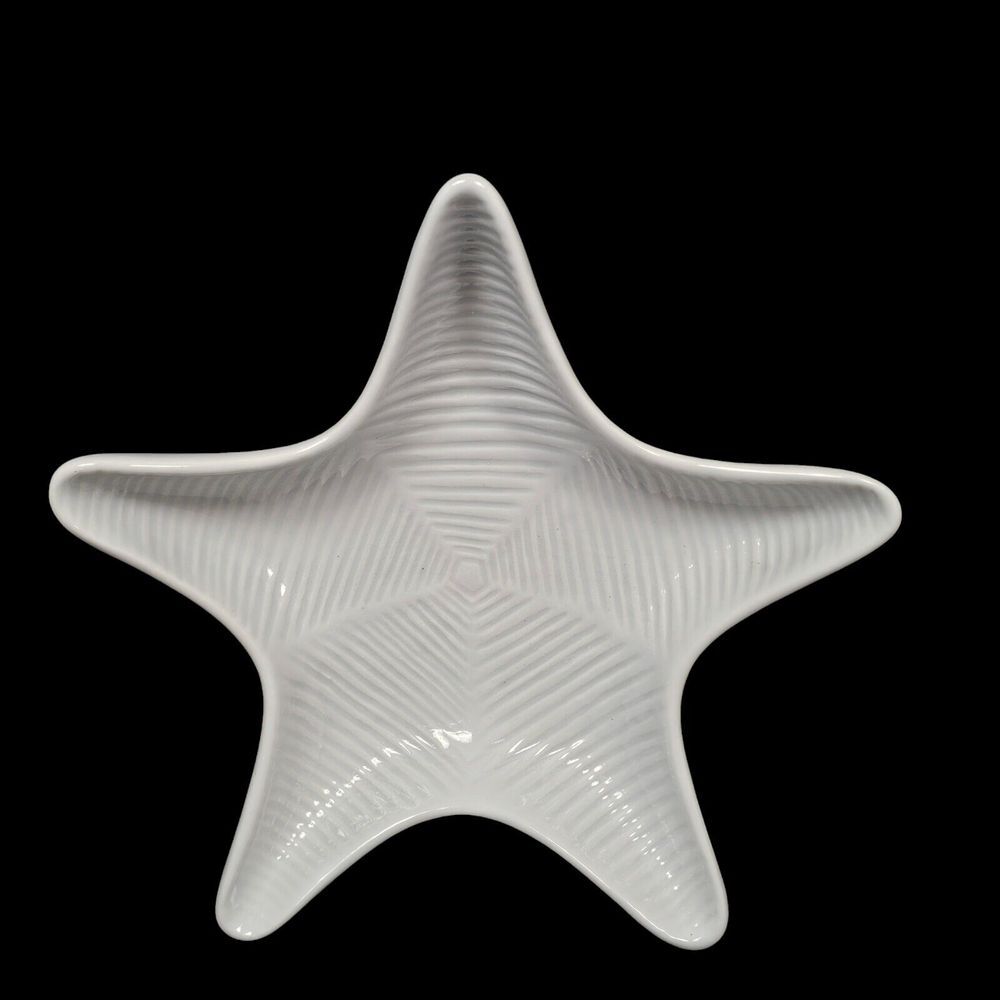 Andrea by Sadek White Starfish Trinket Dish Ceramic Tray Wall Art 7" Nautical